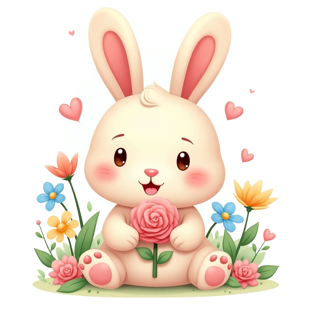 Charming Bunny with Flowers